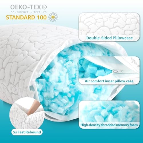 Cooling Pillows for Sleeping 1 Pack, Adjustable Shredded Standard(Pack of 1)
