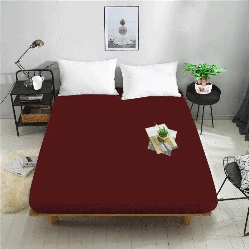 Fitted Sheet Reactive Dyed Solid Color Fabric Adjustable Elastic Mattress Cover