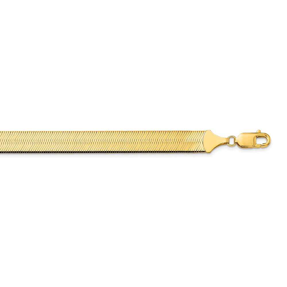 10mm 14k Yellow Gold Solid Herringbone Chain Necklace