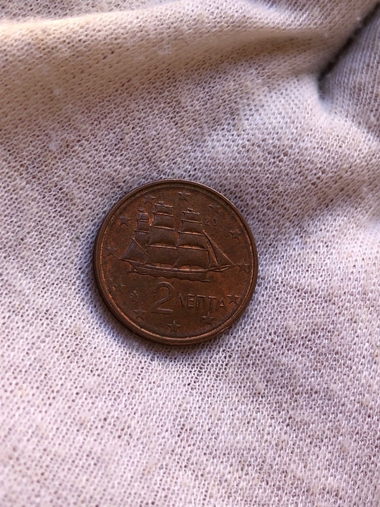 🇬🇷 Greece 2 Euro Cent 2011 - ERROR - Double Ring / In. Circle Defect !