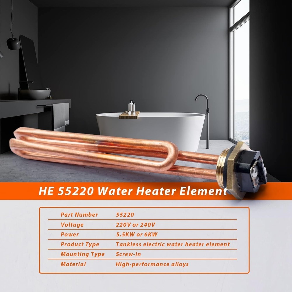 Efficient 2-Pack Water Heater Elements for Ecosmart & Rheem Models - HE 55220