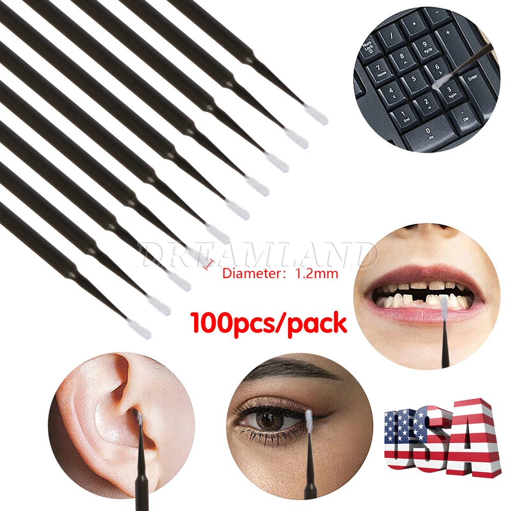 100×Dental Microbrush Disposable Bendable Applicators Tips Micro Brush Cleaning