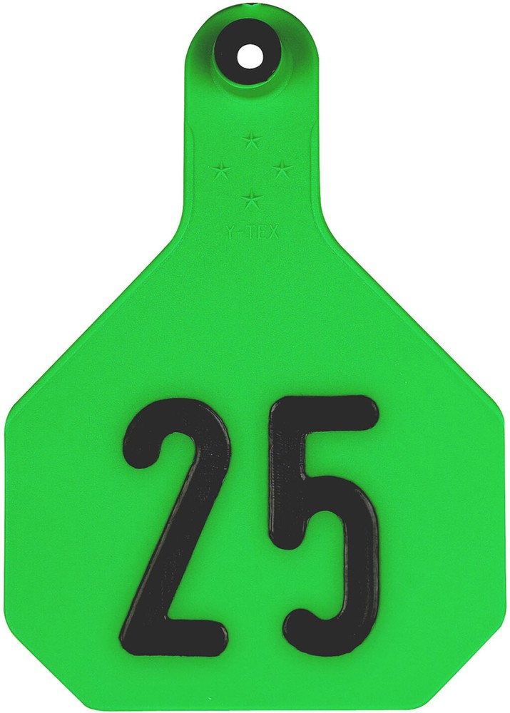 YTex 4 Star Large Green Cattle Ear Tags Numbered 101-125