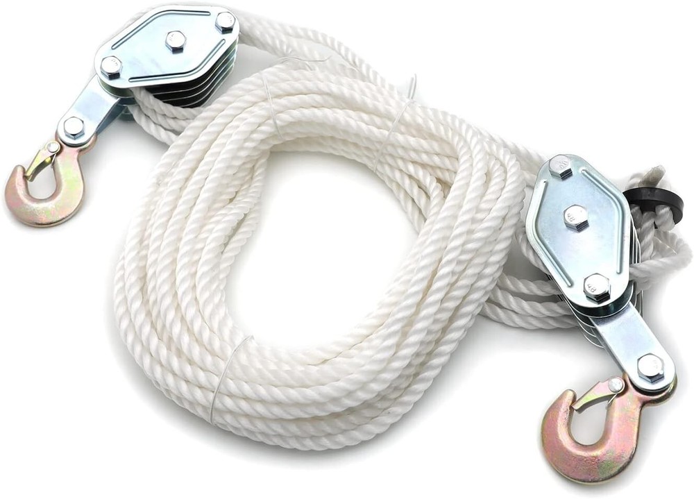 2 Ton Poly Rope Hoist Pulley Wheel Block and Tackle Puller Rigging Engine Lift