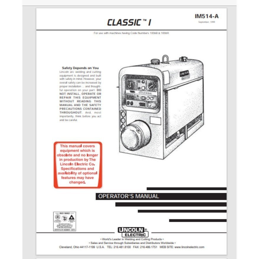 LINCOLN CLASSIC 1 Owner manual 1997 welder