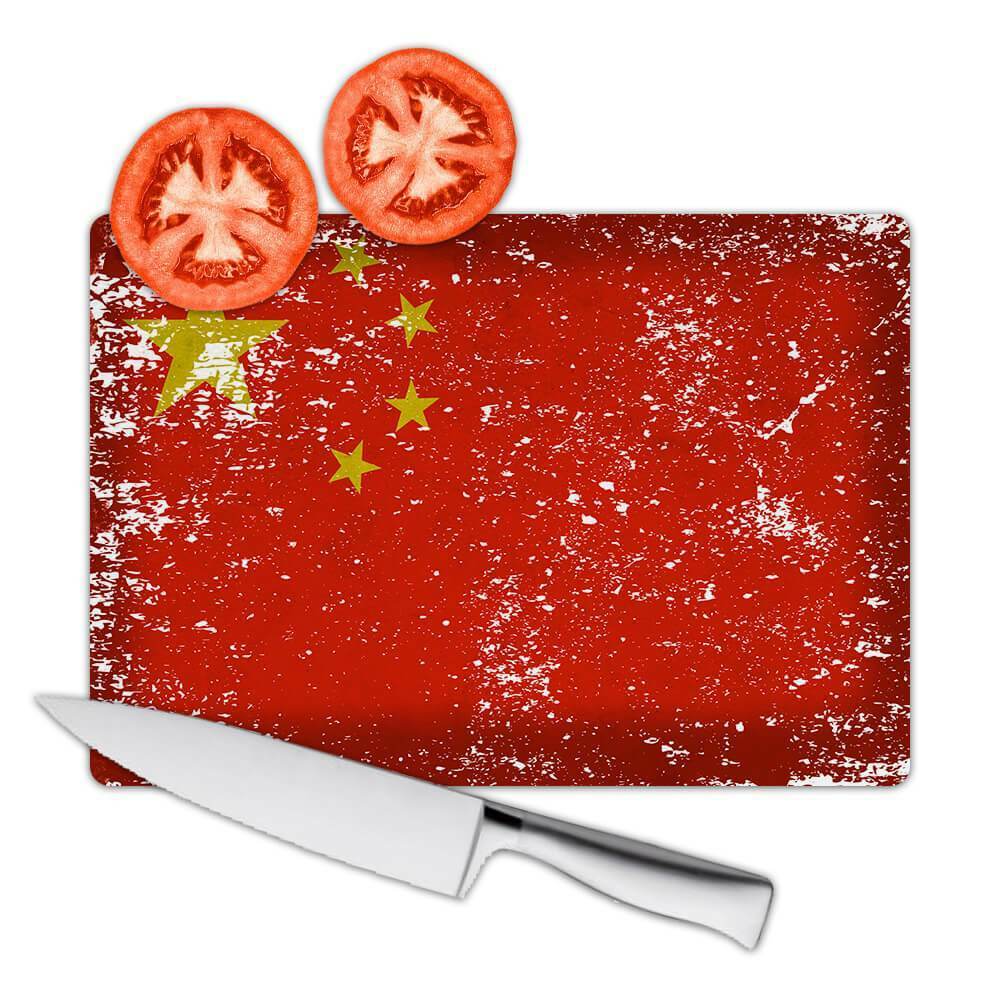 China : Cutting Board Gift Flag Retro Artistic Chinese Expat Country