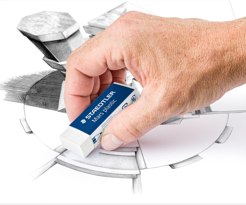 Mars Plastic Vinyl Erasers (4-Pack), White Erasers for Clean & Precise Results -