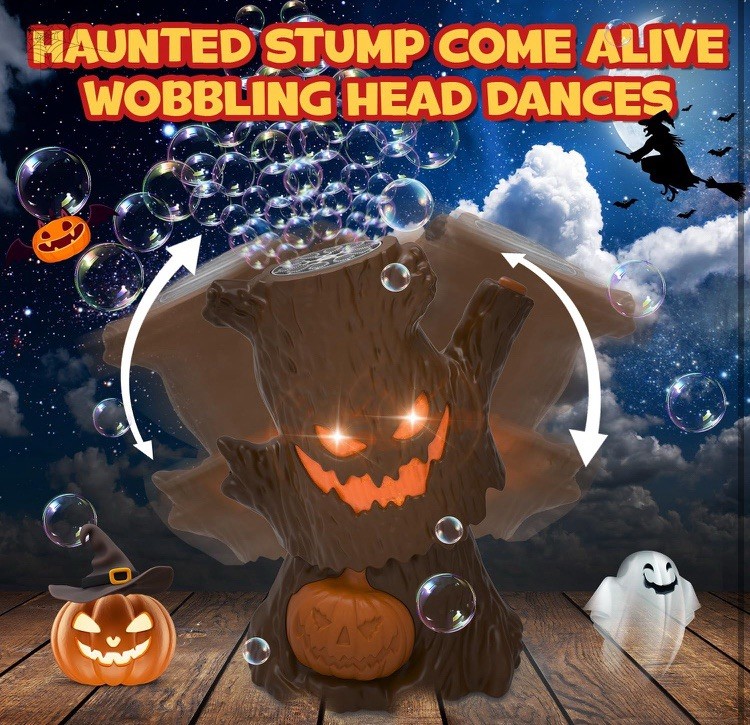 Automatic Bubble Lights Machine Swinging Stump Halloween Decoration Animated USB