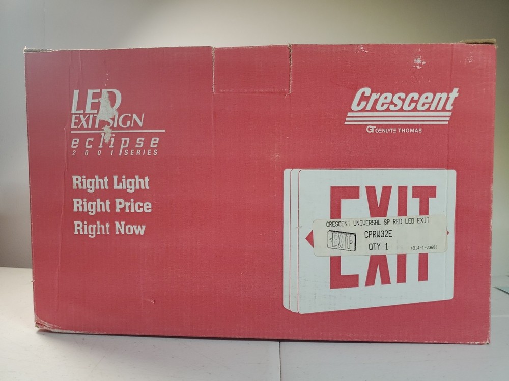 Crescent Universal SP Red LED Exit Light NOS CPRW32E