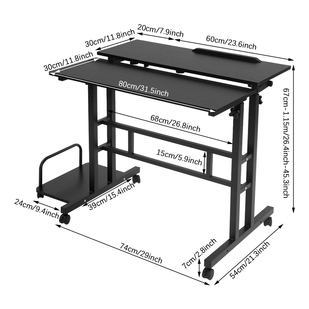 Mobile Standing Desk Foldable Computer Desk Adjustable Hight for Home Office