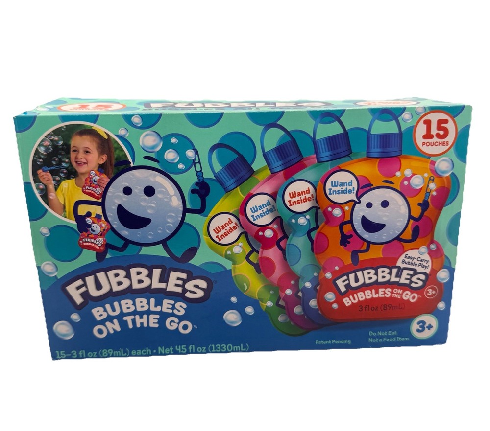 Fubbles Bubbles On The Go 15 3fl Oz Pouches Pack New