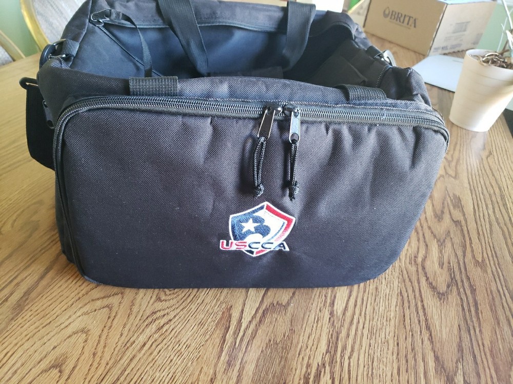 USCCA Range Bag Tactical Black Duffel Bag Shoulder Strap Carrying Case 15"x10"