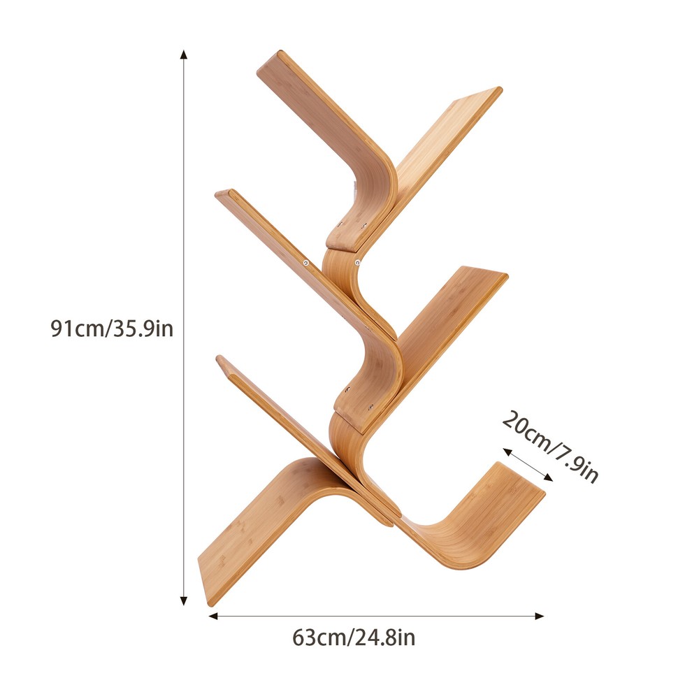 Modern 5-tier Rack Floor Standing Book Shelf Curved Tree Bookcase Tree Bookshelf