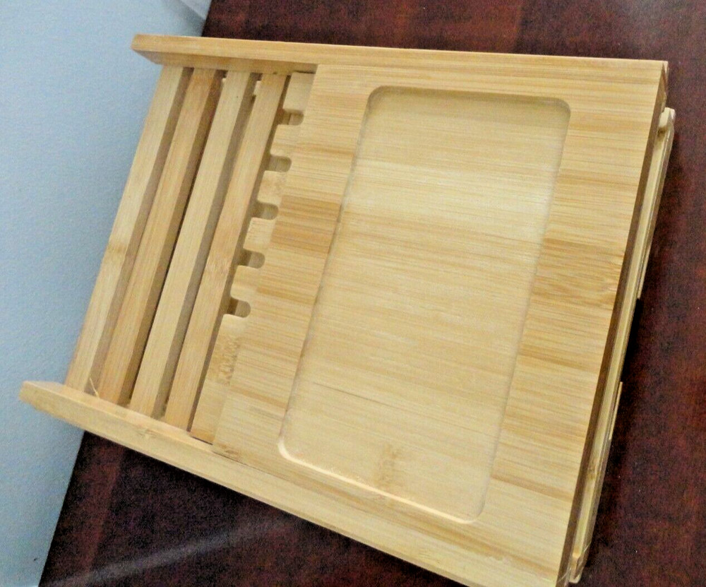 BAMBOO CADDY TRAY FOLDABLE MULTIPURPOSE BATHTUB TRAY OR KITCHEN TRAY