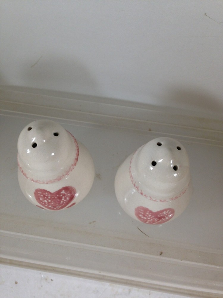 Stoneware Heart Spongeware Salt and Pepper Shaker Set
