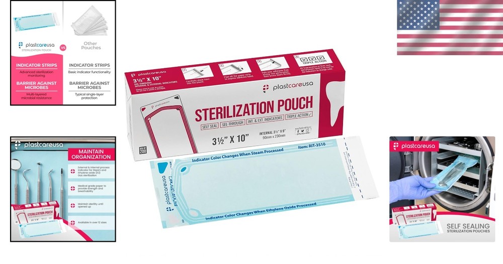 Color Changing Indicator Sterilization Pouches - 1000 Pack