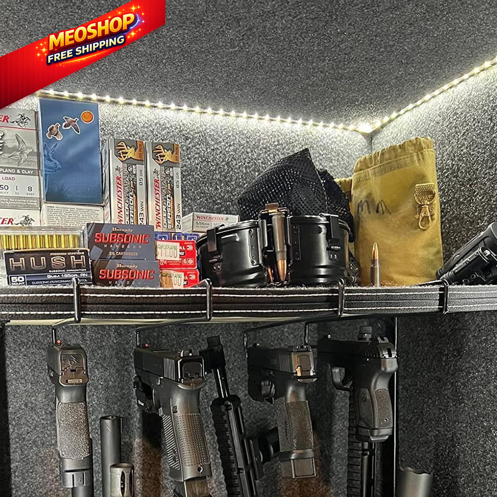 Adoreal 4 PCS Pistol Rack for Safe Shelf or Stack On consistent size, Black