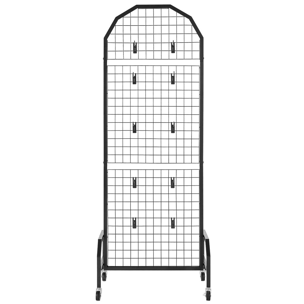 VEVOR 2 Pack Grid Wall Panel 1.9 x 5.4 ft Wire Display Rack with Wheels & Hooks