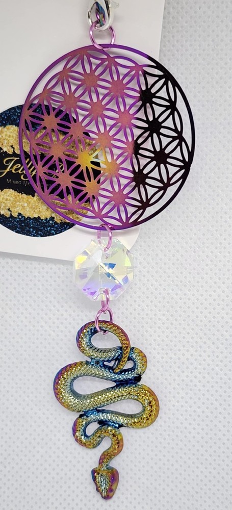 Handmade Chameleon Color Snake Rear View Mirror Suncatcher