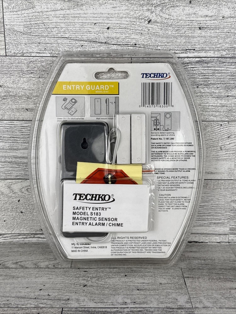 Techko S183 Entry Guard Home Security Alarm & Detachable Sensor NEW SEE DESCRIPT