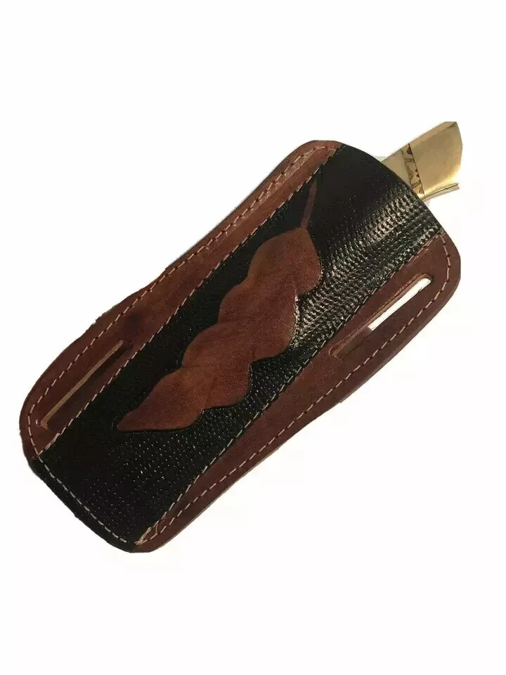 HANDMADE PURE LEATHER HAND ENGRAVED HORIZONTAL SHEATH FOR FIXED BLADE KNIFE