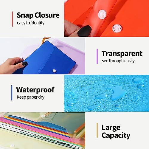 Plastic File Folders for Documents PCS File Folders, ASize Plastic Folders, 4