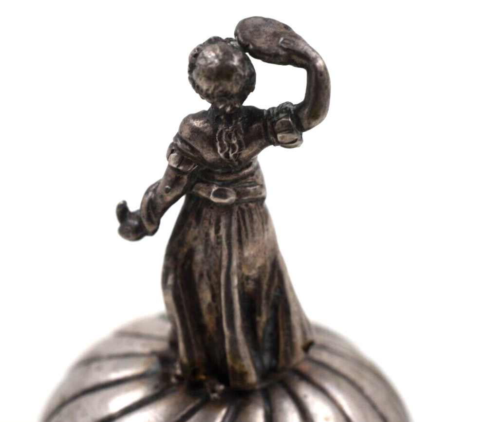 800 Silver Antique Dinner Bell Germany Figural Handle