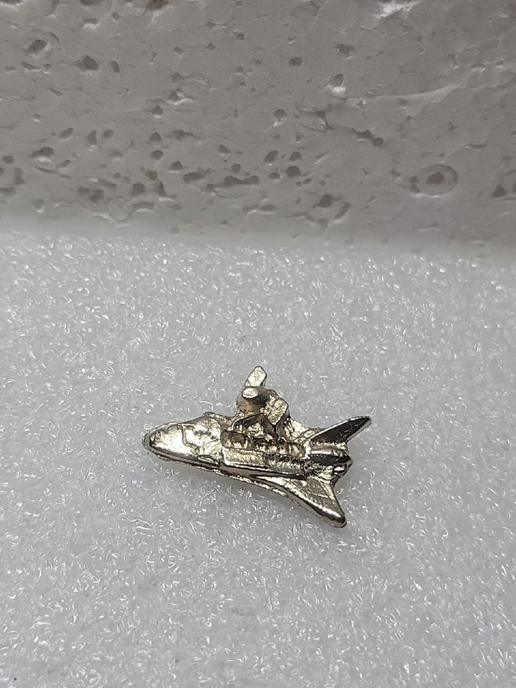 NASA Silver Toned Space Shuttle Single Post Rubber Back Columbia Moon Travel