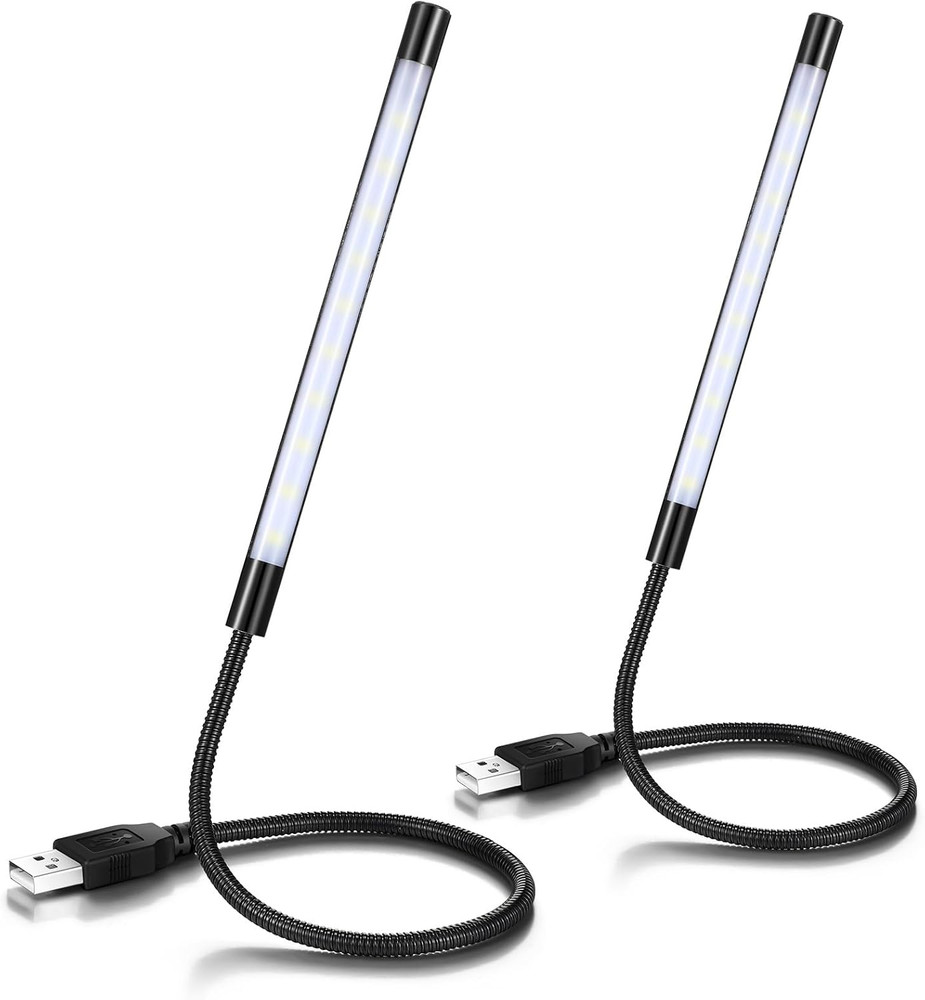 2 Pieces USB LED Light for Laptop Keyboard Gooseneck Light Computer Lamp Flex...