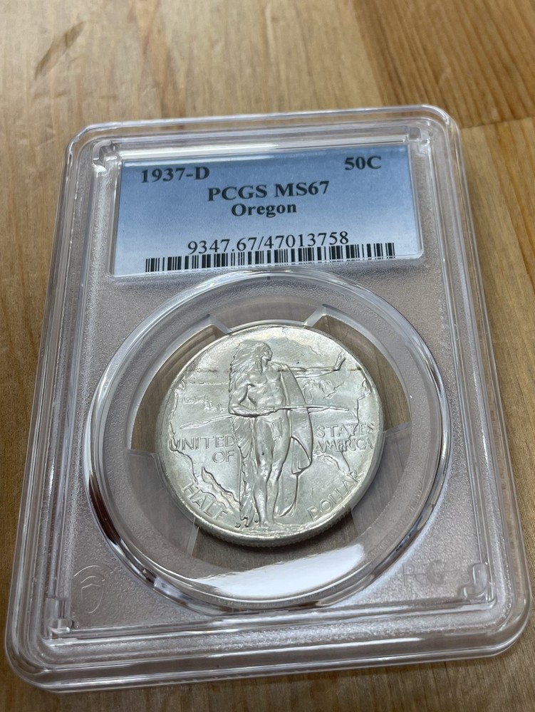 1937 D Oregon Trail Commemorative Silver Half Dollar PCGS MS67