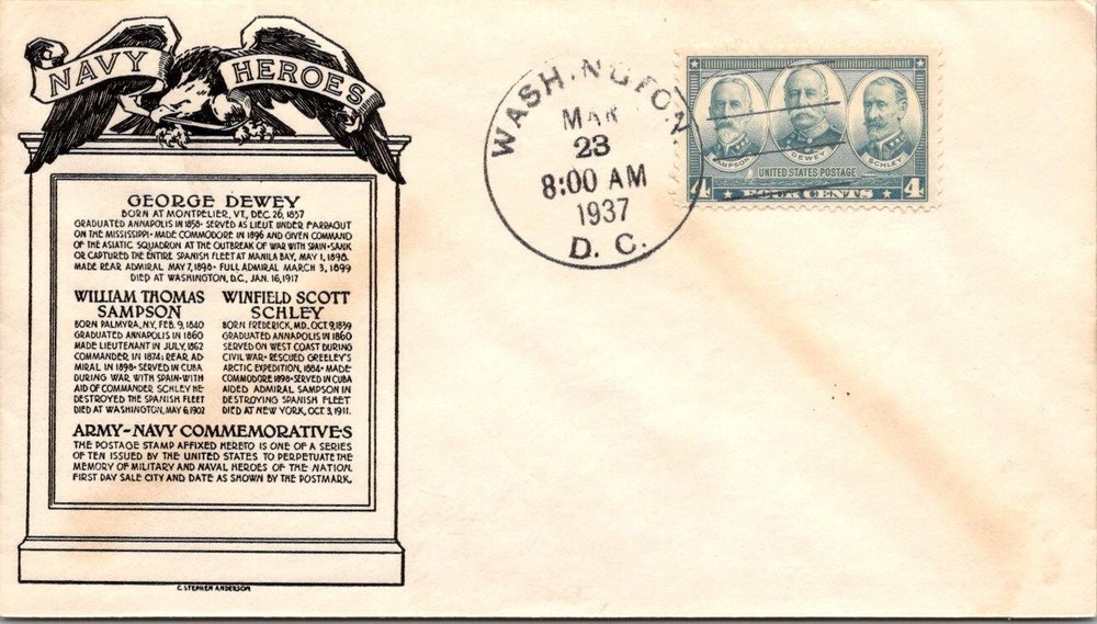 FDC 1937 SC #793 Andersen Cachet - Washington DC - Single - J33034