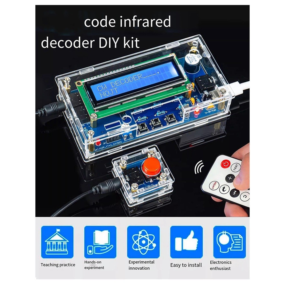 Upgrade CW Morse Code Infrared Decoder Electronic DIY Production Kit Wis6878