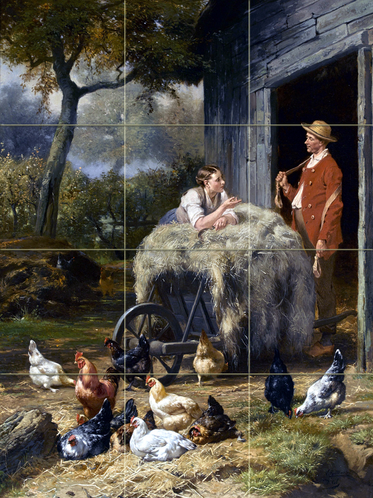Art Belgian Farm Chickens Ceramic Mural Backsplash Bath Tile #2345