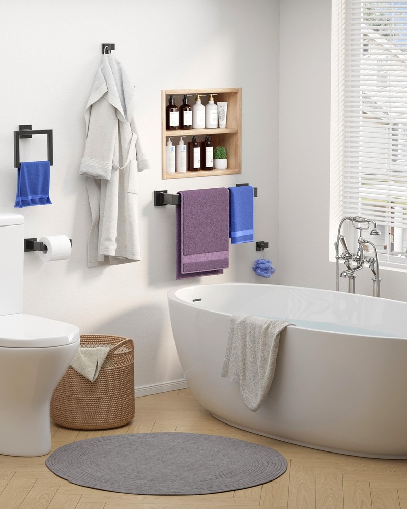 5-Pieces Bathroom Hardware Set & Accessories, Rustproof Towel Racks for Bathr...