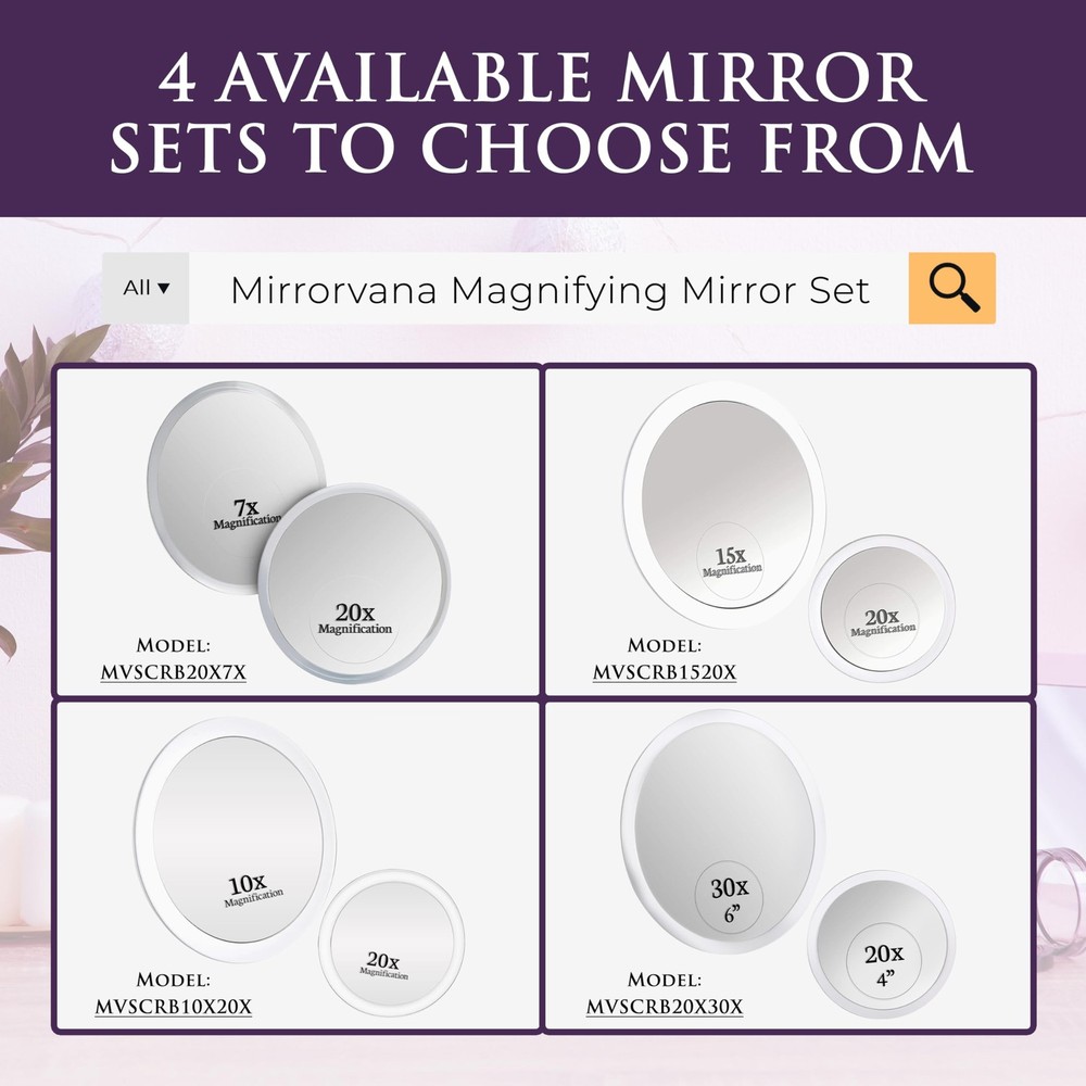30x 20x Magnifying Mirror Set Wall Mounted Makeup Mirror with Suction Cup