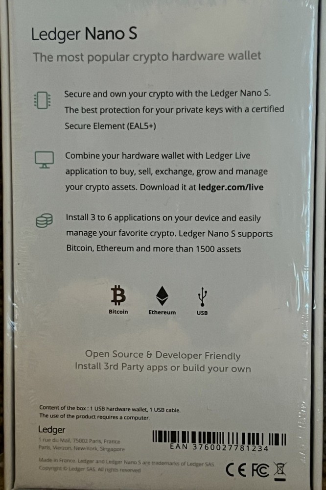Ledger Nano S Cryptocurrency Hardware Wallet