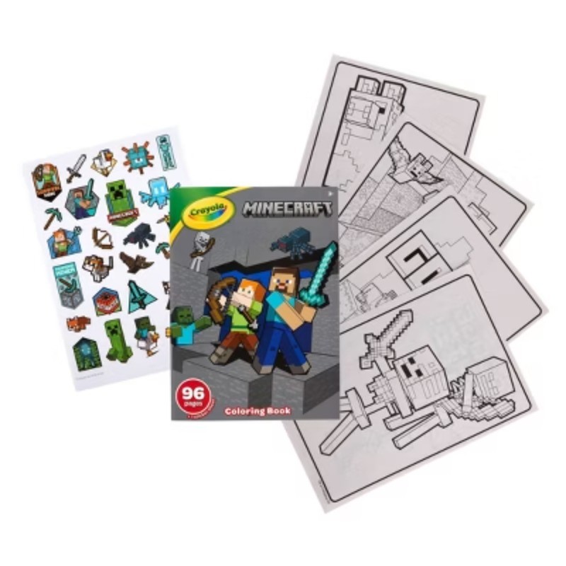 Crayola 96pg Minecraft Coloring Book with Sticker Sheet