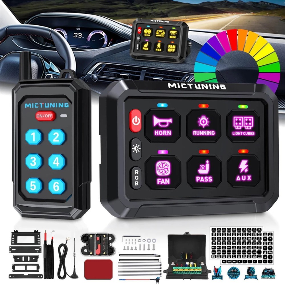 Wireless RGB 6/8/12 Gang Switch Panel 12v Bluetooth APP / Remote Circuit Control
