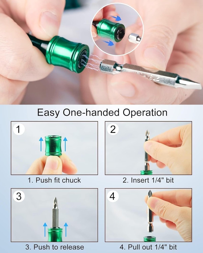 12pc Portable Bit Holder Keychain with Black Carabiner - Versatile Tool Set