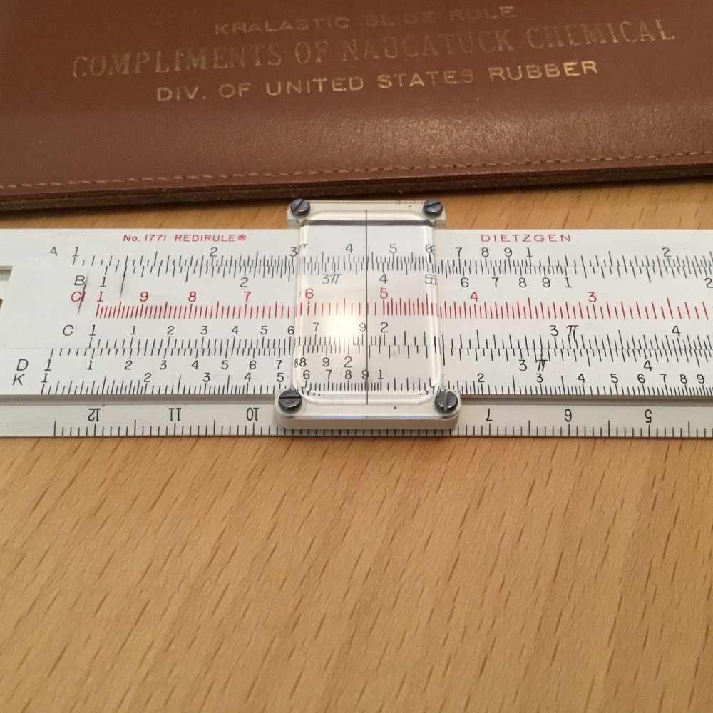 DIETZGEN No. 1771 REDIRULE SIDE RULE IN LEATHER CASE