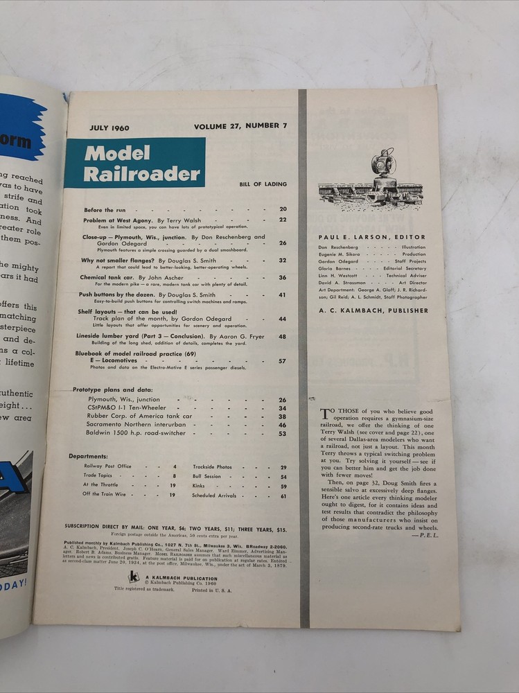 Model Railroader Magazine July 1960