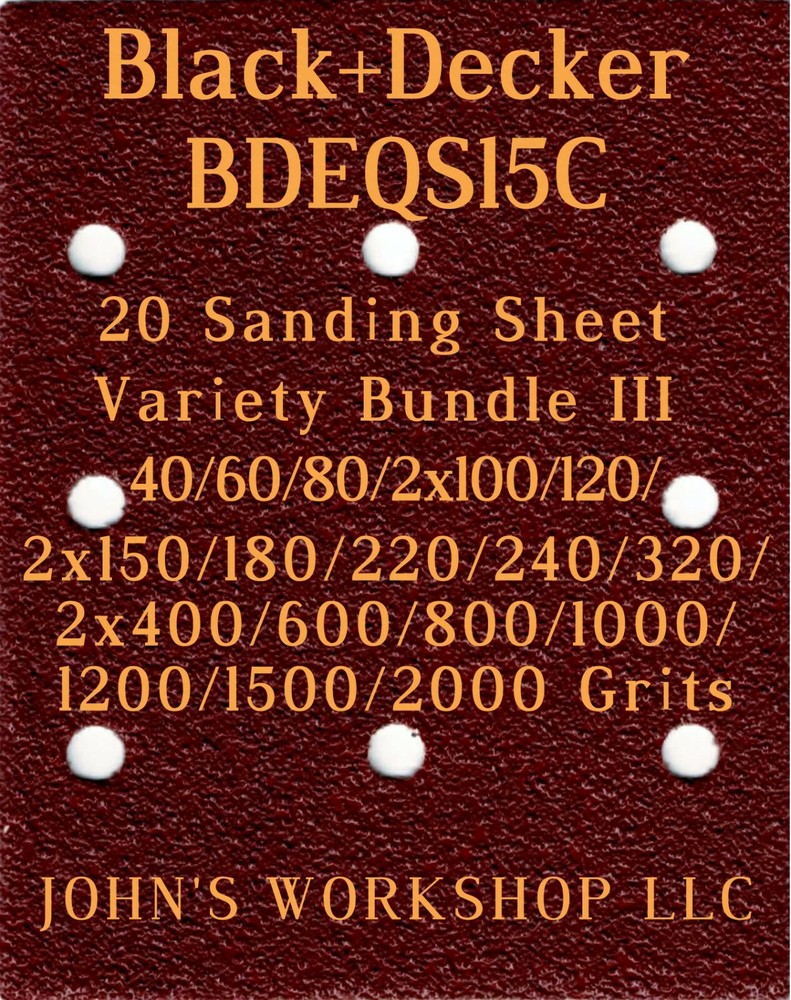 Black+Decker BDEQS15C - 17 Different Grits - 20 Sheet Variety Bundle III