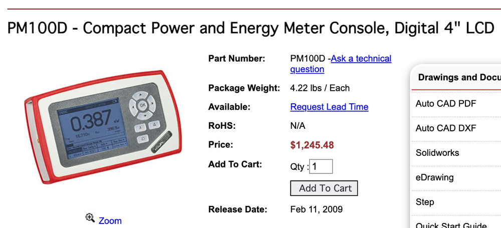 Thorlabs PM100D - Compact Power and Energy Meter Console, Digital 4" LCD