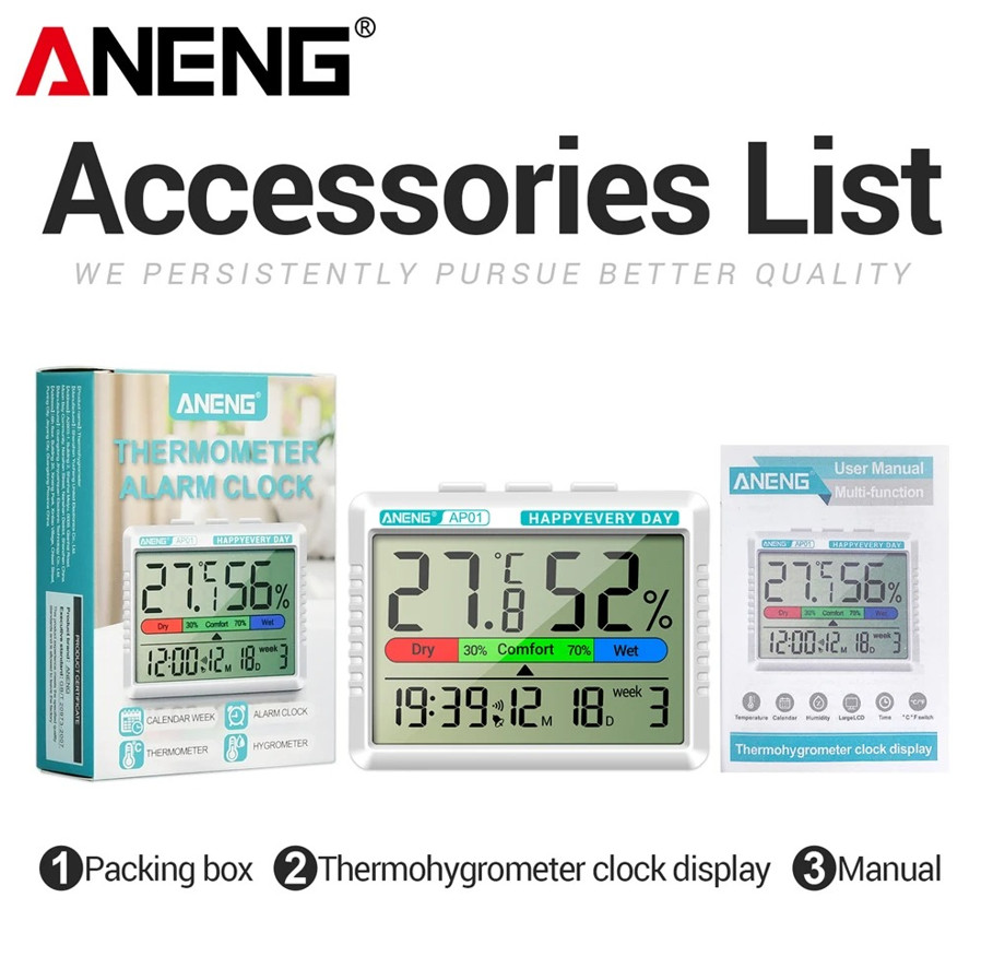 1pc Digital Temperature & Humidity Meter – LCD Indoor Thermometer Hygrometer