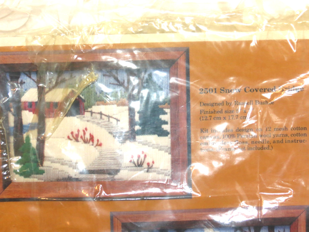 Creative Circle 1983 Snow Covered Bridge Cotagecore Xmas #2501 Needlepoint Kit
