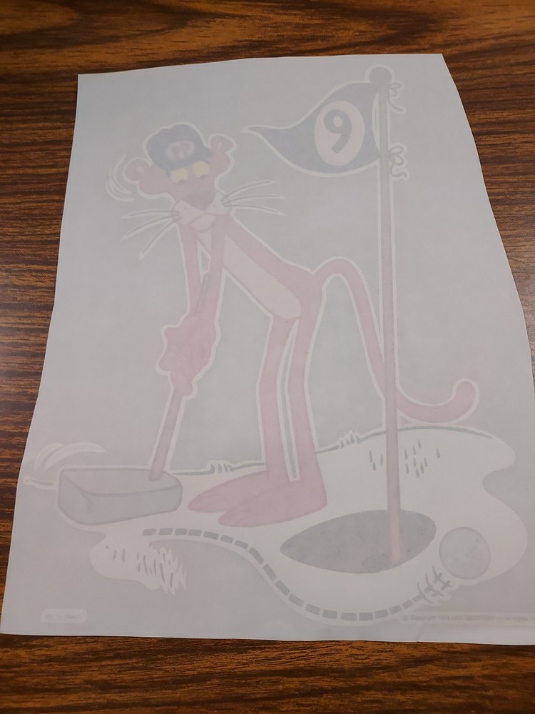 PINK PANTHER VINTAGE TRANSFER DECAL BY ROACH "GOLFING" 1978