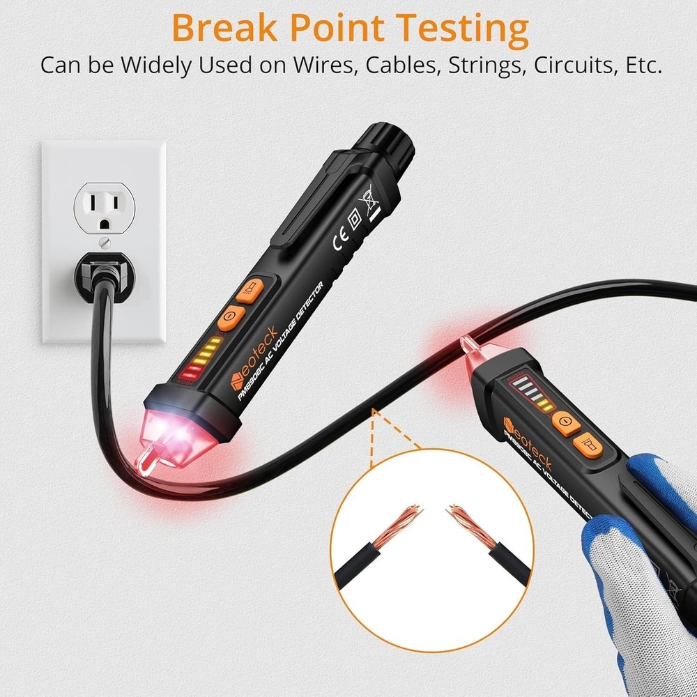 Versatile Non-Contact AC Voltage Tester Pen - 12-1000V with Flashlight Feature