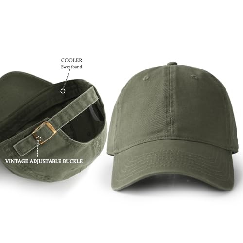 Unisex Vintage Washed Unstructured Baseball Cap Washed Medium-Large Green