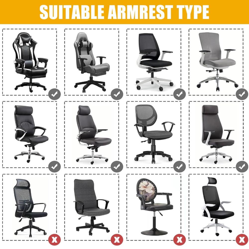 Smiry Stretch Printed Office Chair Armrest Covers, Black