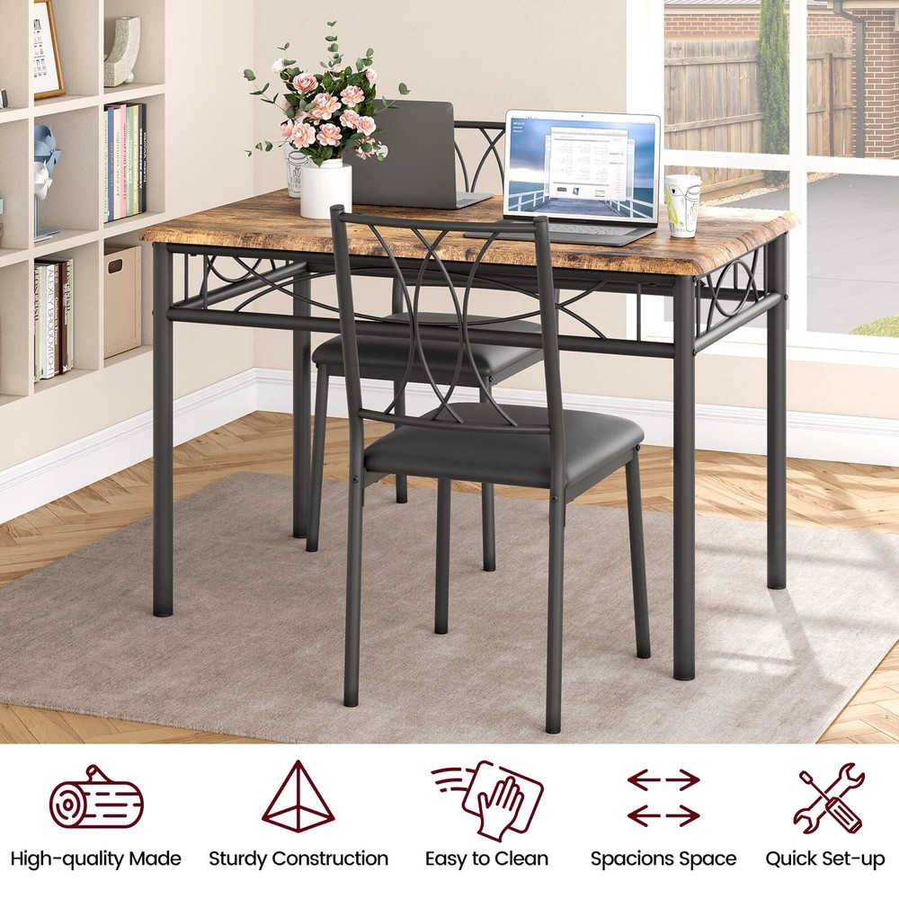 😸➕NEW 5-Piece Dining Table Set for Small Space Kitchen Table Set for 4 Retro Br